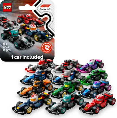 Produktbild von LEGO F1 Rennwagen zum Sammeln - 1 von 12 baubaren Fahrzeugen - Mit drehbaren Rädern und Formel 1 Helm - Bau- und Spielset für Kinder - Geschenk für Jungen und Mädchen ab 6 Jahren - 71049