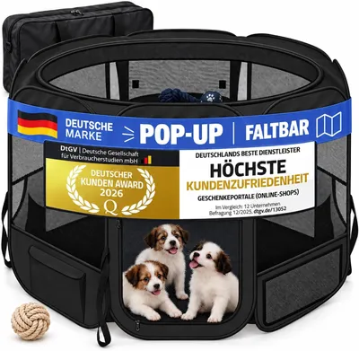 Productafbeelding van Puppyren - opvouwbare pop-up uitloop voor honden en katten - XXL - voor binnen - zwart