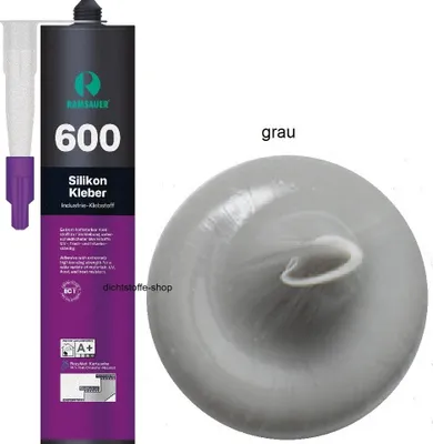 Produktbild von Ramsauer 600 Silikon Kleber 1K Silikon Klebstoff 395g Kartusche grau