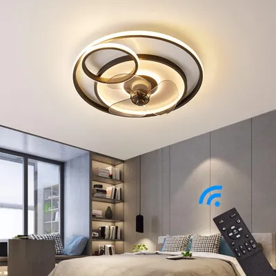 Immagine prodotto di Ventilatore da soffitto con illuminazione a LED 3338 Lampada da soffitto nera Ø 50cm 116W con telecomando Colore della luce/luminosità regolabile LED dimmerabile Ventilatore a soffitto