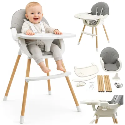 Image de Chaise haute 3-en-1 pour enfants avec plateau amovible