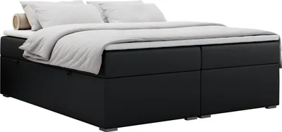 Produktbild von Boxspringbett ohne Kopfteil mit Bettkasten, niedriges Kopfteil, Polsterbett ohne Kopfteil - BESS - 160x200 - Schwarz - H3