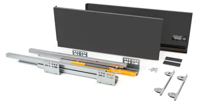 Zdjęcie produktu dla Emuca Szuflada zewnętrzna Concept 30 kg, wysokość 185 mm, głębokość 450 mm, Stal, Szary antracytowy