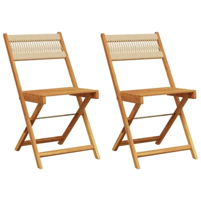 Produktbild von Bistrostühle 2 Stk. Beige Massivholz Akazie und Kordel