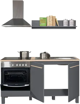 Produktbild von Küchenzeile >Benedicto< in anthrazit / sonoma, Holzwerkstoff - 160x60cm (BxT)