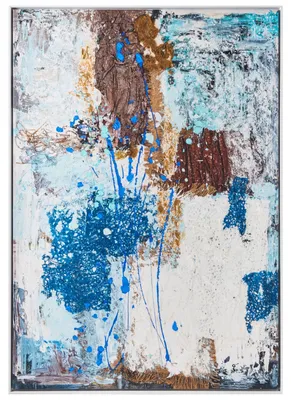 Produktbild von BELIANI Wandbild mit Rahmen Blau Kiefernholz Kunststoff Abstraktes Motiv Handgefertigt Leinwandbild Wanddekoration Wohnzimmer Schlafzimmer Flur