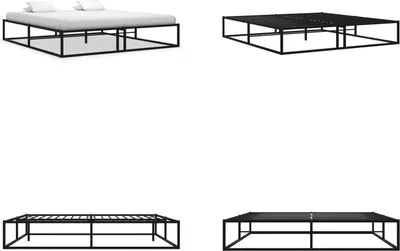 Produktbild von vidaXL Bettgestell Schwarz Metall 160x200 cm - Bettgestell - Bettgestelle - Bettrahmen - Doppelbett