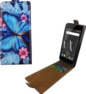 Produktbild von Handyhülle Tasche Flip für Wiko Jerry 2 Blauer Schmetterling
