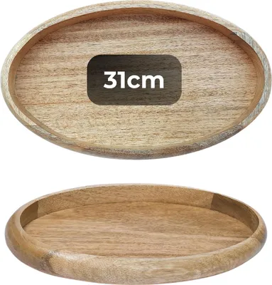 Produktbild von Marrakesch Boho Deko-Tablett, ovales Serviertablett aus Holz, 31 x 18 cm | Servierplatte Cagdas, als dekorative Tischdekoration für Küche und Wohnzimmer | Vintage-Frühstückstablett, ideal für das Schlafzimmer