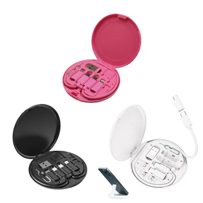 Produktbild von 3 Stück 6-in-1 USB Adapter Set USB C-auf-Micro-USB Smartphone-Adapter Kabel SIM-Pin Tragbare Reise-Aufbewahrungsbox mit Handyhalterung SIM-Karten-Fach