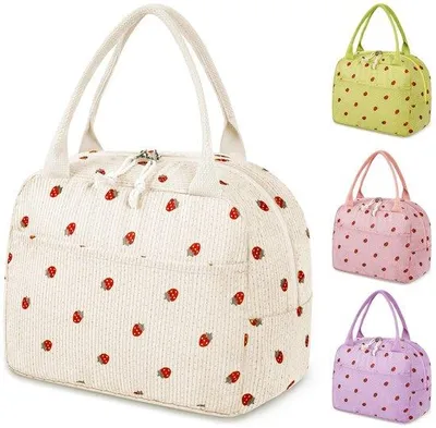 Produktbild von Isolierte Reisekühlbox für Damen, wasserdichte und ölbeständige Innenfutter, kleine tragbare Tasche für Schule, Arbeit, Picknick und Reisen (beige).