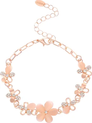 Produktbild von Frauen Elegante Hohl Glänzende Strass Blume Dekor Armband Einstellbare Länge Mädchen Armband Geburtstag Geschenk