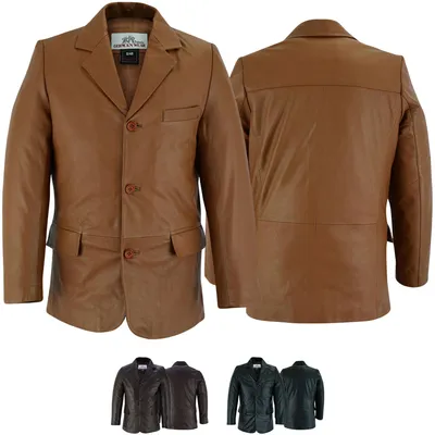Produktbild von Herren lederblazer Lederjacke aus Lammnappa echtleder Jacke Blazer Leder , Größe:56/2XL, Farbe:Karamell
