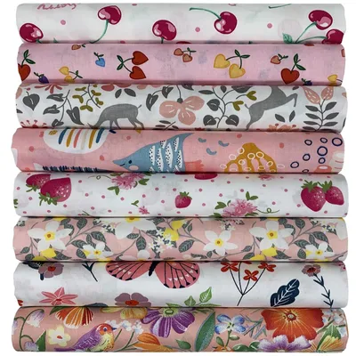 Obrázok produktu pre Stofmonster – 100% bavlna – Látka na patchwork – Štvorec, 50 x 50 cm – 8 kusov – Ručne vyrobené – Ideálne na kreatívne projekty