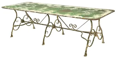 Produktbild von Casa Padrino Jugendstil Gartentisch aus Schmiedeeisen und Gusseisen in Antik Grün 250 x 90 x H. 75 cm
