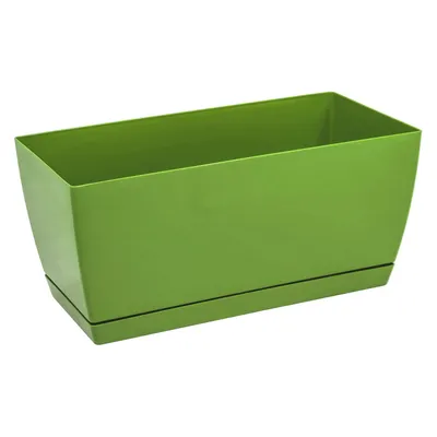 Produktbild von Prosperplast COUBI Blumenkasten mit Untersetzer 39x19x18,2cm, olivengrün glänzend DUPP400