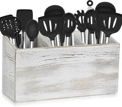 Produktbild von Holz-Küchen-Organizer Weiß 3-fach