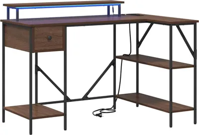 Immagine prodotto di vidaXL Scrivania con scaffale, effetto rovere marrone, 120 x 79 x 86,5 cm