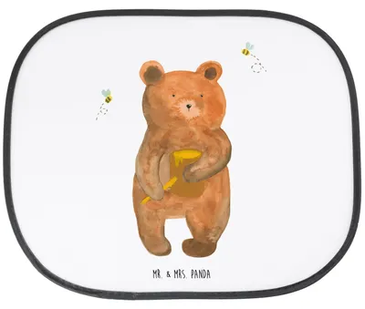 Produktbild von Mr. & Mrs. Panda Sonnenschutz Auto Bär Honig - Weiß - Geschenk, Freund, Sonnenblende, seitenscheibe, Partner, Liebe, Teddy, hitzeschutz, für, saugnapf