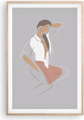 Produktbild von Gerahmtes Poster - Rahmen in heller Eiche - Frau Grafik Modern - 61x91,5 cm - Wand Bild - Wanddeko - Wandbilder - Wandposter - Bilderrahmen - Bilder - Kunstdruck - Wandbild - P2NPA61x91-4266