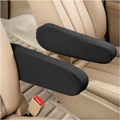 Image de Accoudoirs universels pour sièges avant, bandes de protection en tissu, pièces de rechange pour fixations d'accoudoirs, universels pour voitures, SUV, camions et fourgonnettes - Noir