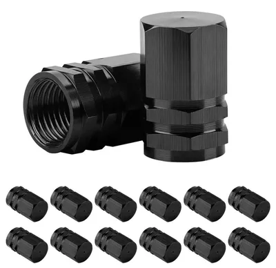 Image de Cache-valve pour automobile, lot de 12, en aluminium noir, étanches, universels