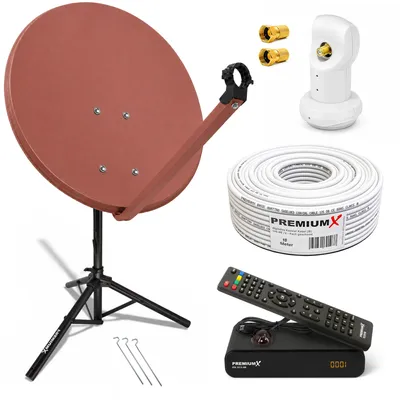 Produktbild von PremiumX SAT Anlage 80cm Antenne Single LNB Kabel F-Stecker Stativ Receiver