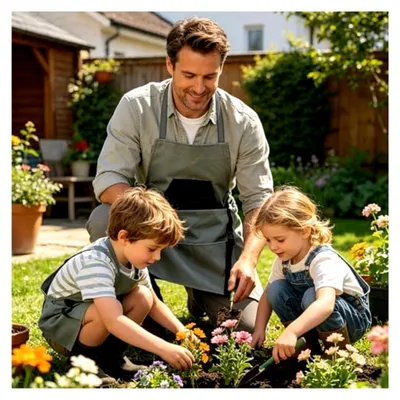 Produktbild von Verstellbare Gartenschürze mit Schnellverschluss und großer Tasche für Werkzeuge
