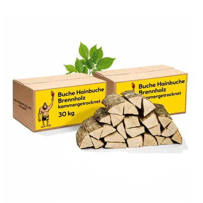 Produktbild von Neandertaler Feuer Brennholz Buche Kaminholz - Buchenholz Grillholz 25 cm 60 kg | Hartholz Feuerholz | Holz für Grill Kamin Smoker Ofen | Firewood