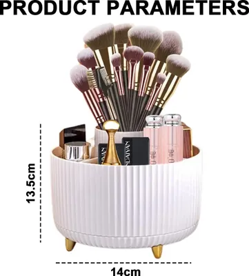 Produktbild von Kosmetik Make Up Organizer, 360°Drehbarer Pinsel Organizer, Kosmetikregal, Lidschattenpinsel Lippenstift Etui(Weiß)