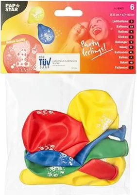 Produktbild von PAPSTAR Zahlenluftballons "1" rund farbig sortiert