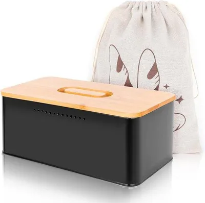 Produktbild von Brotbox 2-in-1 aus Edelstahl 33x18x13cm dunkelgrau