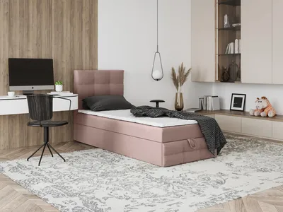 Produktbild von Boxspringbett mit Bettkasten Ewora 3 Mini 70x200 cm Kinderbett, Jugendbett, Einzelbetten, Bett, Stauraum Polsterbett, Matratze