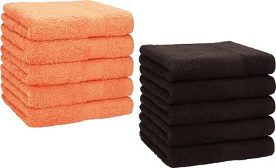 Produktbild von Betz 10 Stück Seiftücher 30x30 cm PREMIUM 100% Baumwolle  Farbe: orange und dunkelbraun