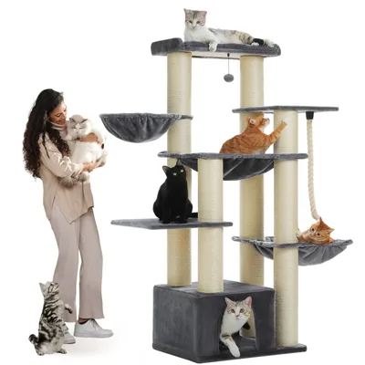 Produktbild von Purpurra Kratzbaum Extra-Dick Stämme XXL Stabil für Grosse Katzen, 114/170 cm