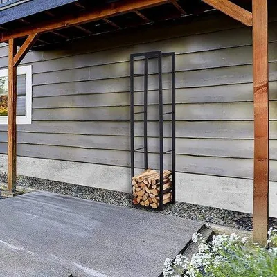 Produktbild von Famanu Holzregal Metall für Kaminholz - 50x25x196cm