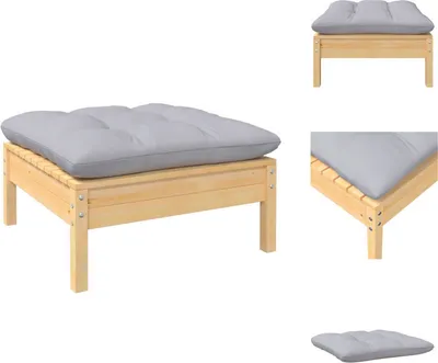 Immagine prodotto di vidaXL Sgabello da giardino con cuscino grigio in legno di pino massiccio - Elementi per divani da giardino