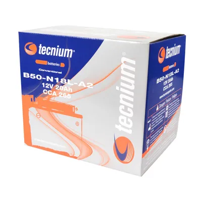 Obrázek produktu pro Olověný/kyselinový akumulátor TECNIUM s kyselinou - B50-N18L-A2