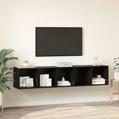 Image de Maison Exclusive - Ensemble meuble TV 2 pièces Noir aspect chêne Matériau dérivé du bois