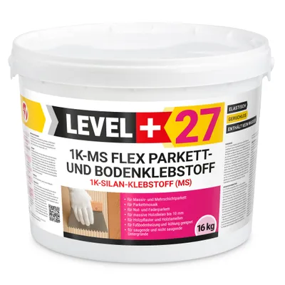 Produktbild von Parkettkleber 16kg Holzboden Kork Klebstoff Silan-Kleber Bodenkleber 1K-MS Flex Level+27