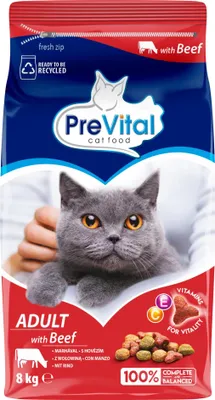 Produktbild von PreVital kibble mit Rindfleisch für ausgewachsene Katzen 8 kg