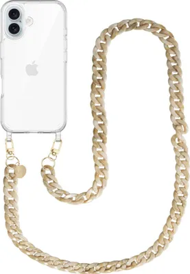 Produktbild von Cream Latte Transparant Cord Hülle - Long Cord  - Kompatibel mit iPhone 16 Plus