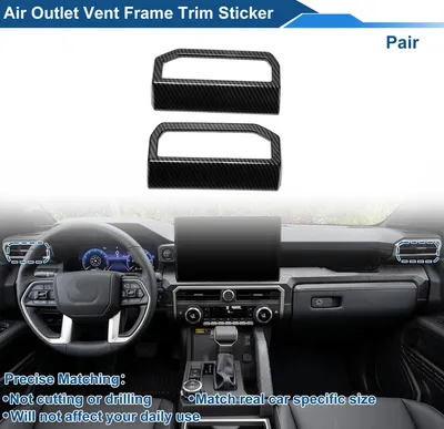 Image de Cadre De Couverture De Bouche D'Aération De Climatisation Pour Toyota Tacoma 2024-2025 Cadre De Bouche D'Aération Intérieure Autocollant En Fibre De Carbone Noir 1 Paire