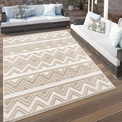 Image de Tapis d'extérieur résistant aux intempéries Salon Boho Balcon Tapis de cuisine Effet 3D Style scandinave Dimensions 60 x 100 cm