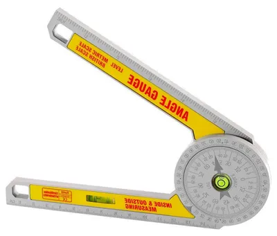 Productafbeelding van Verstekzaag gradenboog - Hoekmeter liniaal - Precisie meten - 360 graden rotatie - 190x70mm - Geel
