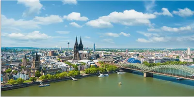 Produktbild von ARTland Wandbild Alu für Innen & Outdoor Köln Rheinpanorama Größe: 150x75 cm