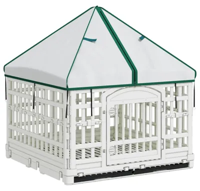 Obrázok produktu pre Oplôtka pre psov so 4 panelmi a strechou, rozmer 177,5 x 154,5 x 112 cm, vyrobená z plastu