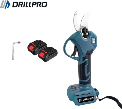 Obrázek produktu pro Elektrické zahradní nůžky Drillpro 500 W bezkartáčový motor průměr řezu 35 mm ocel SK5 akumulátorové nůžky na větve bezdrátové včetně 2 akumulátorů
