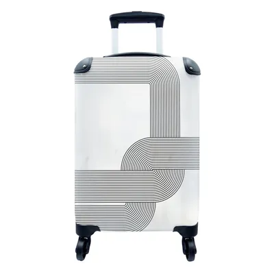 Produktbild von MuchoWow® Koffer Handgepäck Trolley Rollkoffer Kleine Reisekoffer mit 4 Rollen - Abstrakt - Schwarz - Weiß - Cabin Size < 55x40x23 cm & 55x40x20 cm - Fotokoffer - Kabinenkoffer - Boardgepäck - Reise-Box - Reisekoffer - Reisegepäck - Koffer mit Bild - Trolley für Kinder