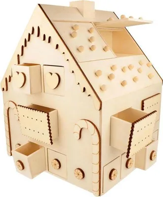 Image de Calendrier de l'Avent en bois Maison en pain d'épices 33 x 26 x 23 cm